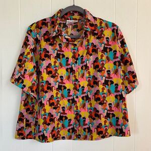 Izzy & Liv Blouse Women’s Medium Orange Multicolor I Got All My Sisters With Me